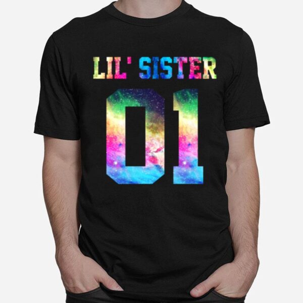 01 Big Sister 01 Mid Sister 01 Lil Sister For 3 Sisters T-Shirt