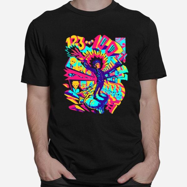 1 2 3 Psychedelic 100 Anime Coloful T-Shirt