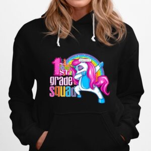 1St Grade Squad Magical Dabbing Unicorn Floral First Grader Hoodie