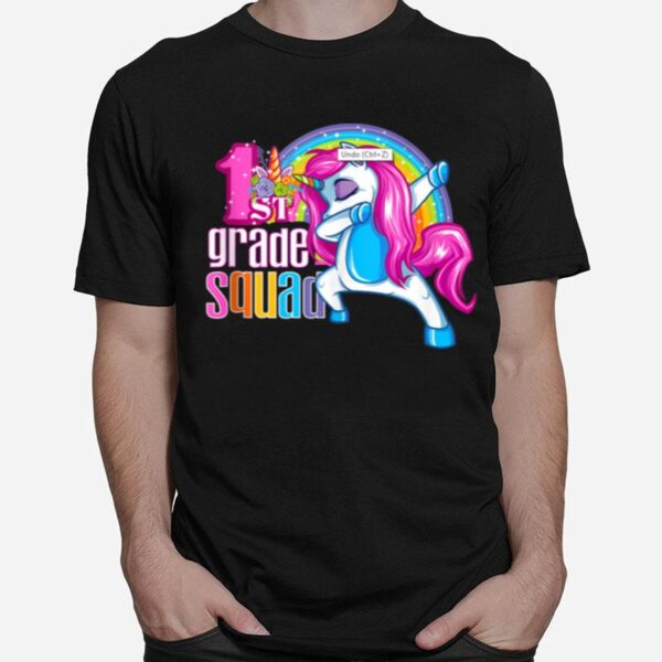 1St Grade Squad Magical Dabbing Unicorn Floral First Grader T-Shirt