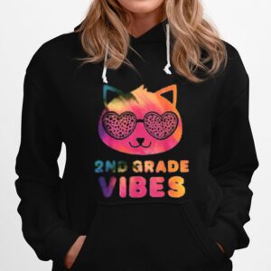 2Nd Grade Vibes Colorful Cat Kitty Girl Leopard Eyes Hoodie