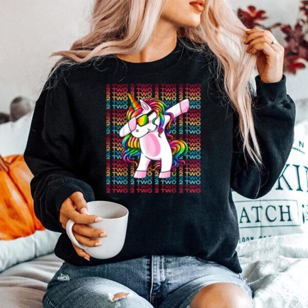 2 Years Old Unicorn Dabbing 2Nd Birthday Unicorn Party Sweater