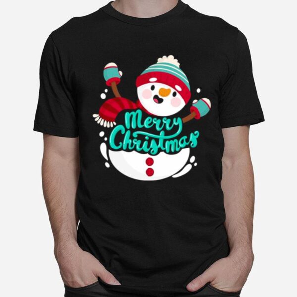 Adorable Reindeer Snowman Christmas T-Shirt