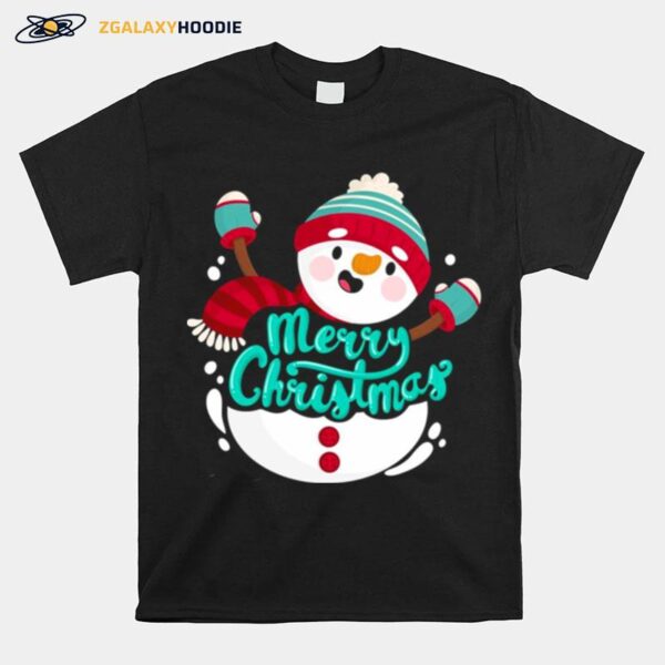 Adorable Reindeer Snowman Christmas T-Shirt