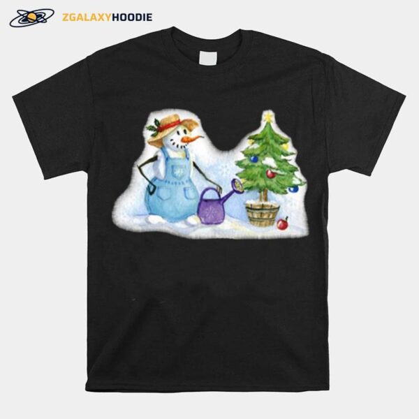 Aesthetic Art Snowman Gardener Snowman T-Shirt