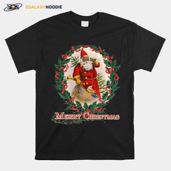 African American Santa Claus Antique Vintage Merry Christmas T-Shirt