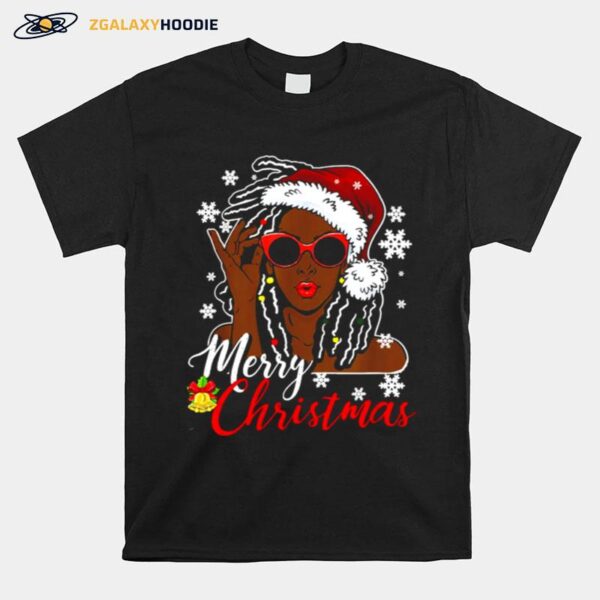 African Black Girl Christmas Santa Claus Merry Christmas T-Shirt