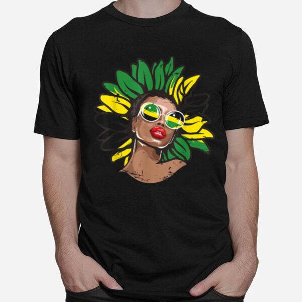 Afro Hair Jamaica Black Melanin Jamaican Flag T-Shirt