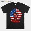 Afro Sunflower African American Flag 4Th Of July Flower T-Shirt