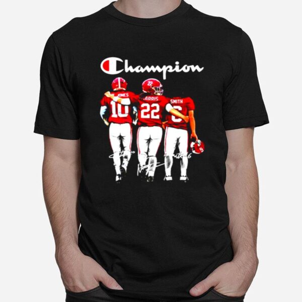 Alabama Crimson Tide Mac Jones Najee Harris And Devonta Smith Champions Signatures T-Shirt