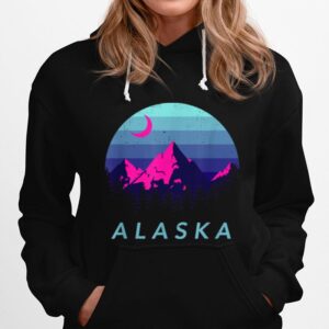 Alaska Vintage Mountain Sunset Outdoors Hiking Souvenir Hoodie