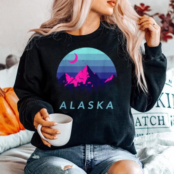 Alaska Vintage Mountain Sunset Outdoors Hiking Souvenir Sweater