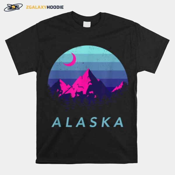 Alaska Vintage Mountain Sunset Outdoors Hiking Souvenir T-Shirt