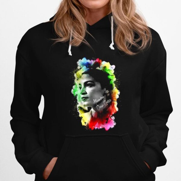 Alexandria Ocasio Cortez Watercolor Painting Art Hoodie