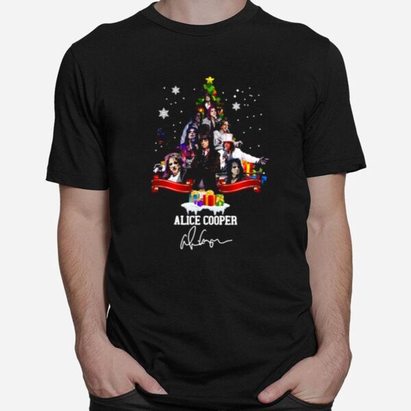 Alice Cooper Christmas Tree Signature Merry Christmas 2022 T-Shirt