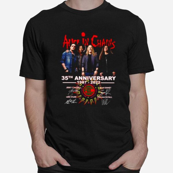 Alice In Chains Band Rock 35Th Anniversary 1987 2022 Signatures T-Shirt