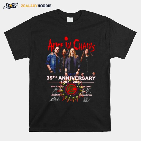 Alice In Chains Band Rock 35Th Anniversary 1987 2022 Signatures T-Shirt