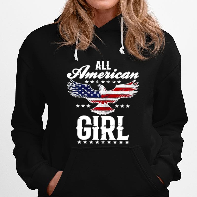 All American Girl 4Th Of July Patriotic Eagle Flag Hoodie
