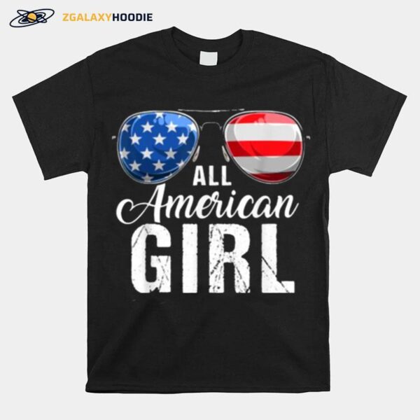 All American Girl Usa Flag Patriotic Sunglasses T-Shirt