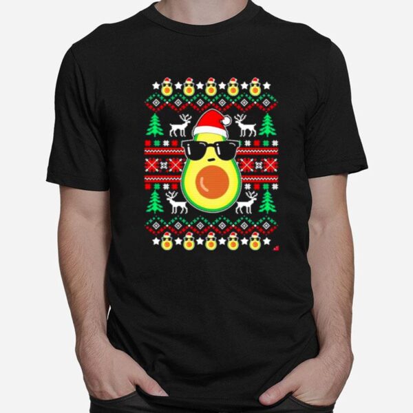 Avocado Hat Santa Ugly Merry Christmas T-Shirt