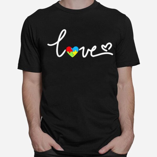 Awareness Autism Heart Love Puzzle T-Shirt