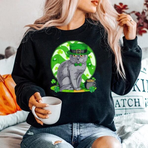 Awesome Chartreux Cat Leprechaun St. Patricks Day Sweater