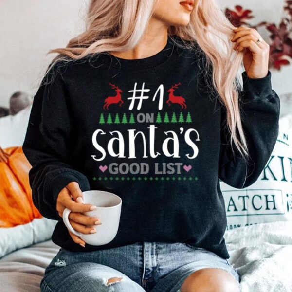 Awesome Number One On Santas Good List Ugly Xmas Family Sweater