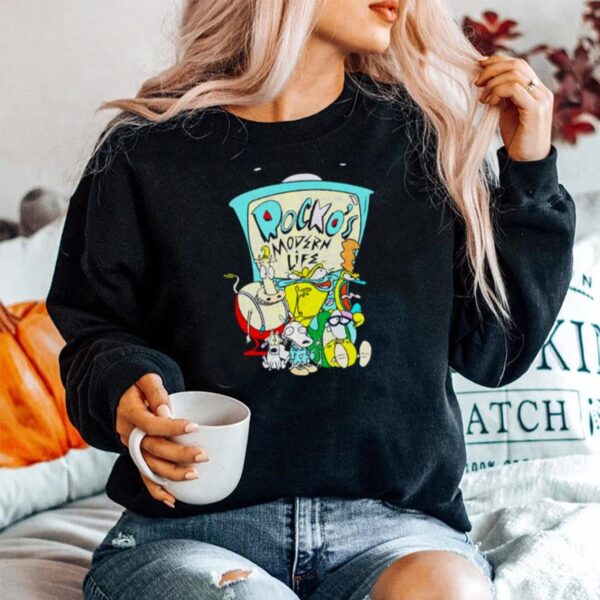 Awesome Rockos Modern Life T V With Characters Sweater