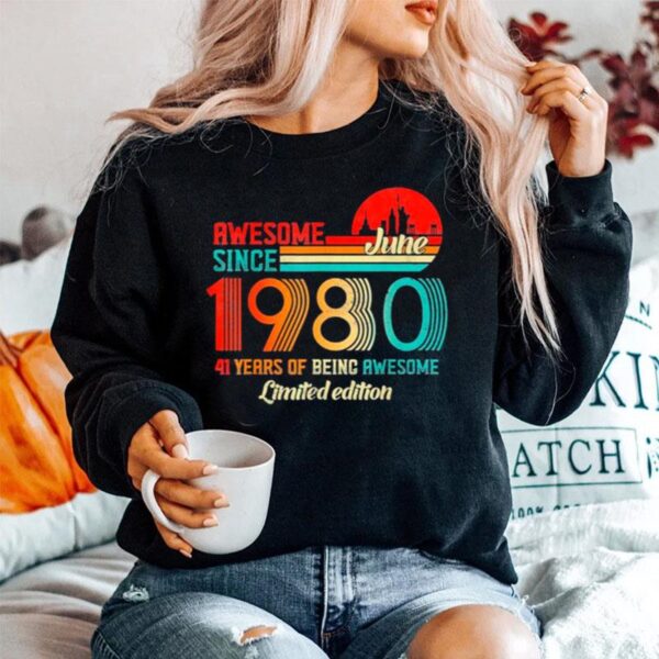 Awesome Since June 1980 41 Years Old Born June 1980 Vintage Sweater