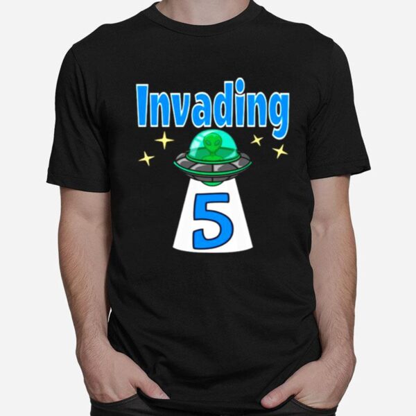 Baby Alien 5Th Birthday Invading T-Shirt