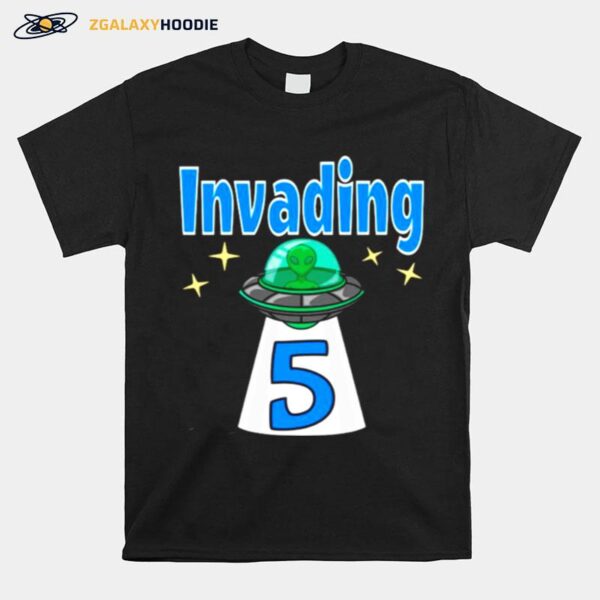 Baby Alien 5Th Birthday Invading T-Shirt