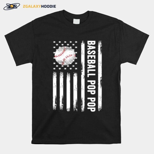 Baseball Pop Pop American Flag T-Shirt