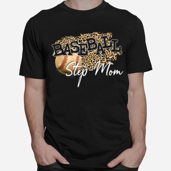 Baseball Stepmom Leopard Mothers Day T-Shirt