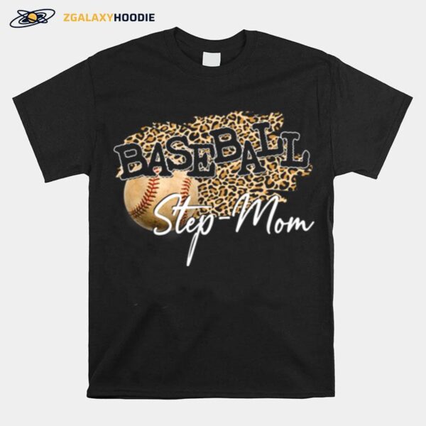 Baseball Stepmom Leopard Mothers Day T-Shirt