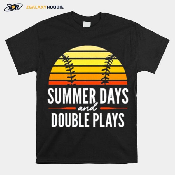 Baseball Summer Days And Double Plays Vintage T-Shirt