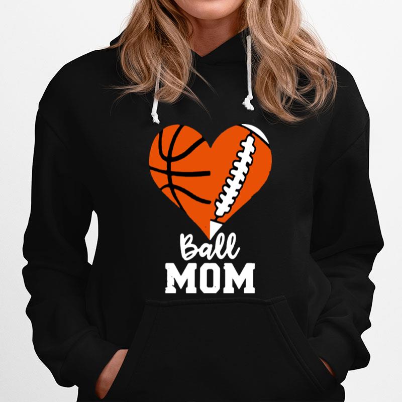 Baseketball And Baseball Heart Ball Mom Hoodie