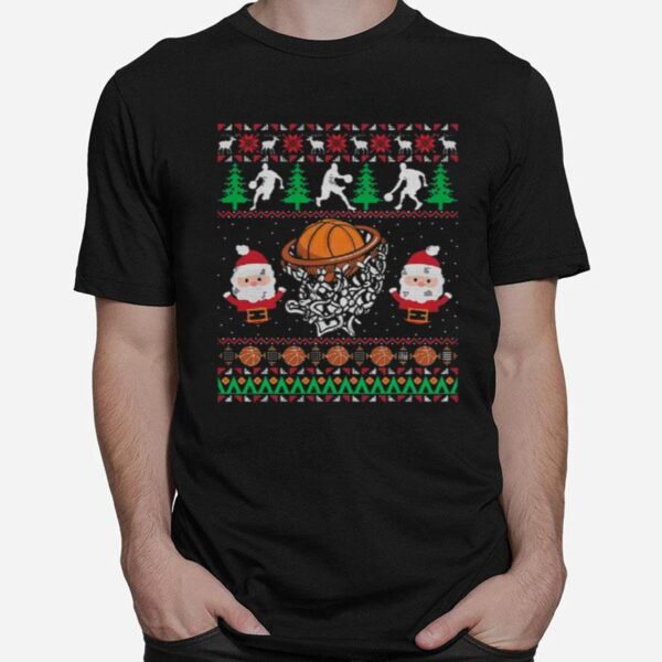 Basketball Ugly Christmas Holiday Sports T-Shirt