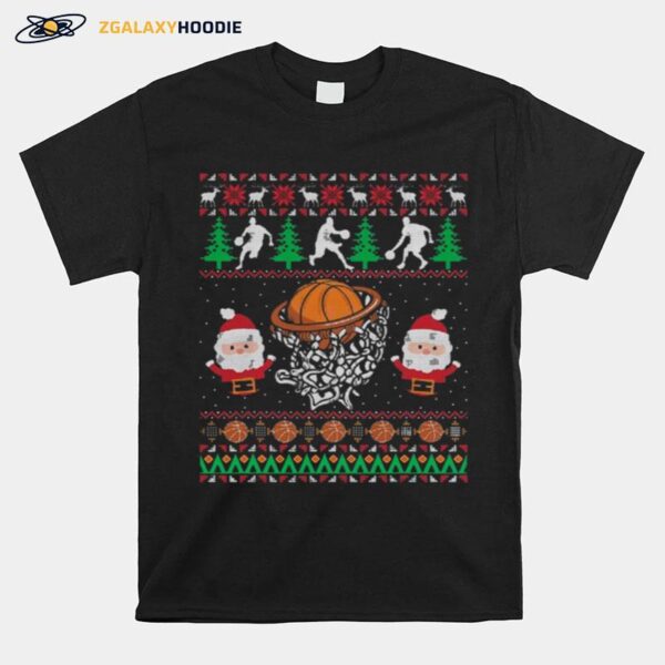 Basketball Ugly Christmas Holiday Sports T-Shirt