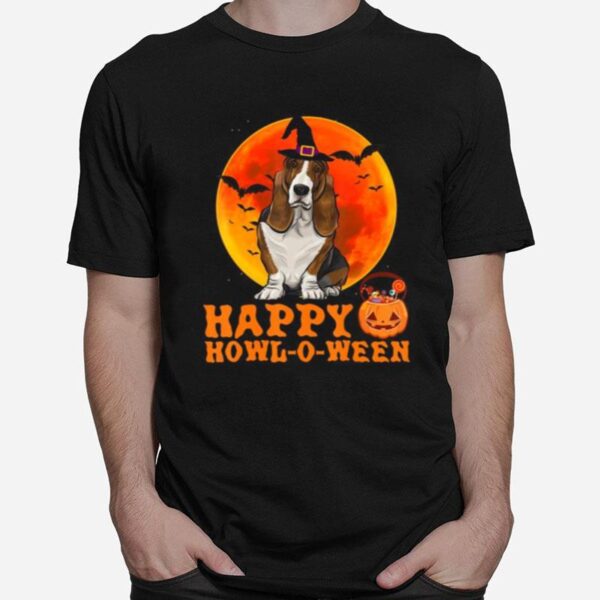 Basset Hound Dog Halloween Happy Howl O Ween T-Shirt