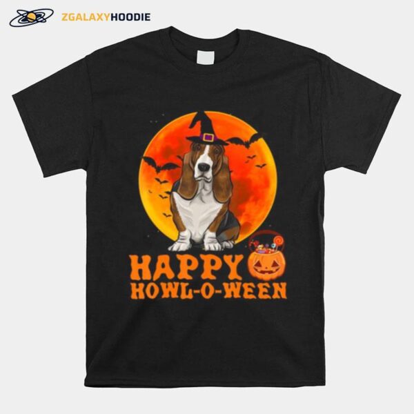 Basset Hound Dog Halloween Happy Howl O Ween T-Shirt