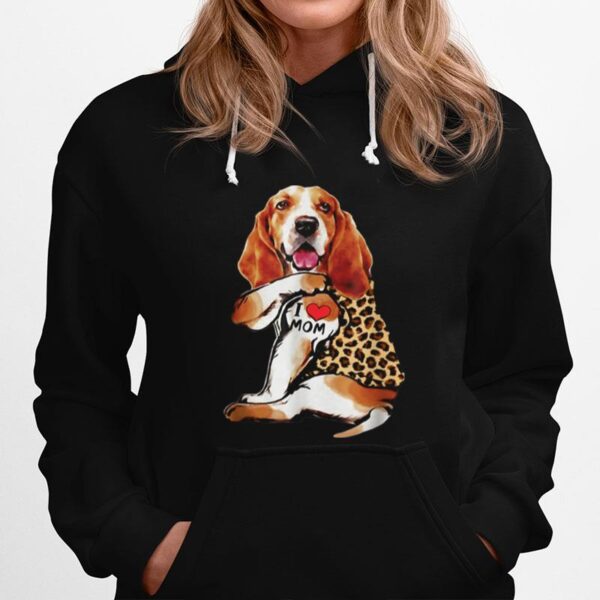 Basset Hound I Love Mom Tattoo Leopard Mothers Day Hoodie