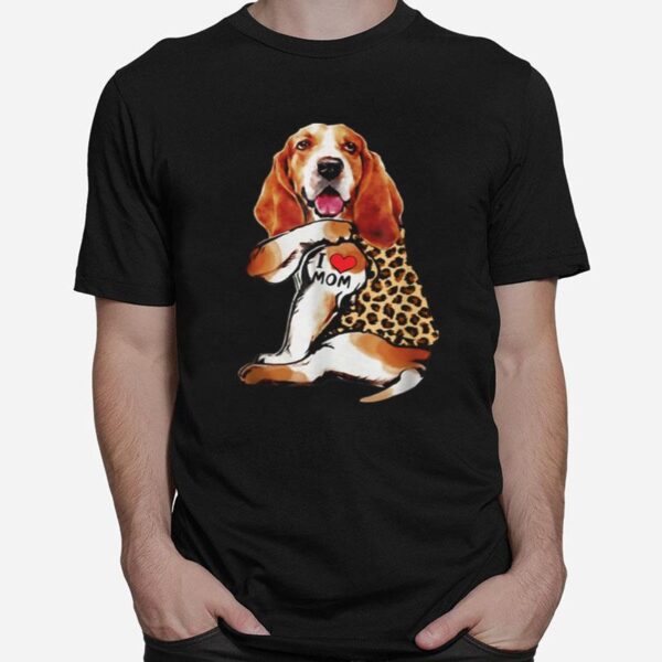 Basset Hound I Love Mom Tattoo Leopard Mothers Day T-Shirt