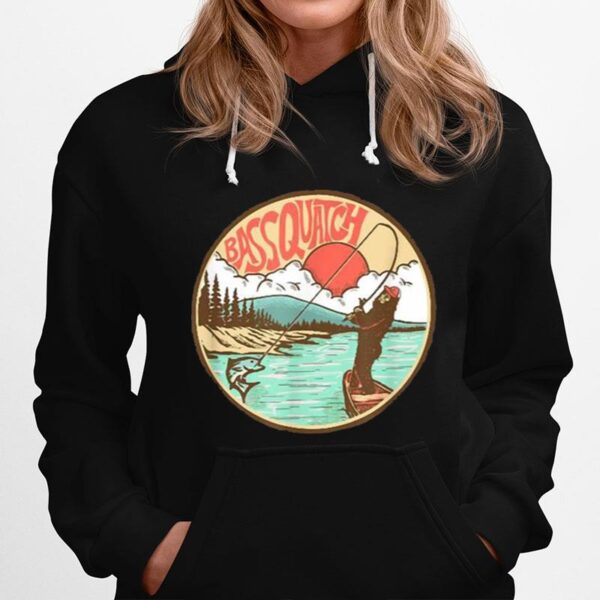 Bassquatch Bass Fishing Bigfoot On The Lake Sasquatch Hoodie