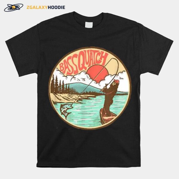 Bassquatch Bass Fishing Bigfoot On The Lake Sasquatch T-Shirt