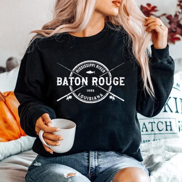 Baton Rouge Vintage Crossed Fishing Rods Sweater