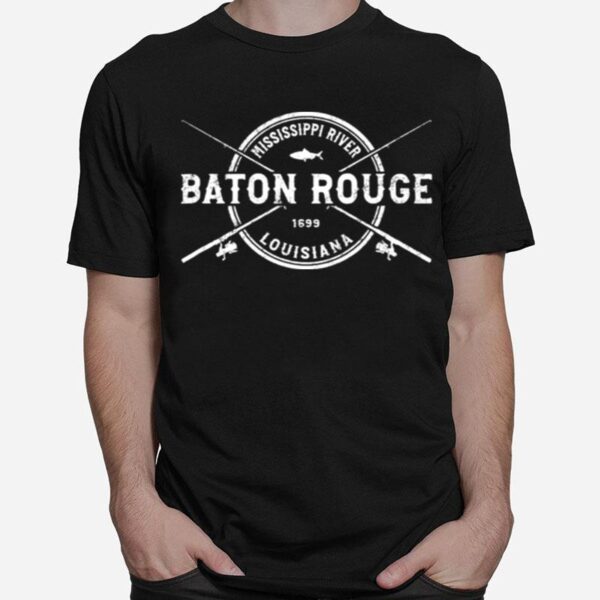 Baton Rouge Vintage Crossed Fishing Rods T-Shirt