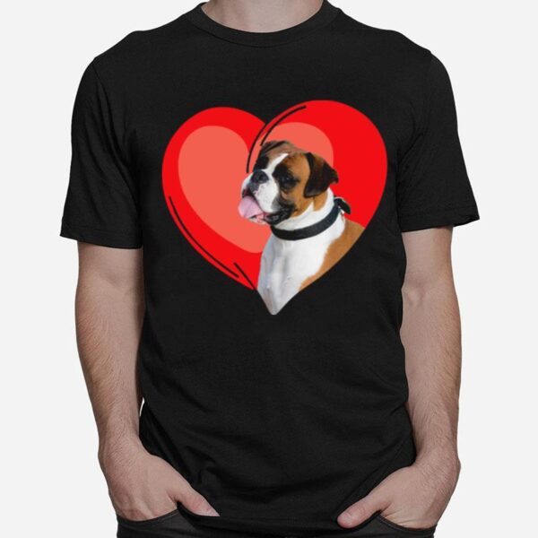 Boxer Dog Valentine Heart For Puppy And Animals T-Shirt