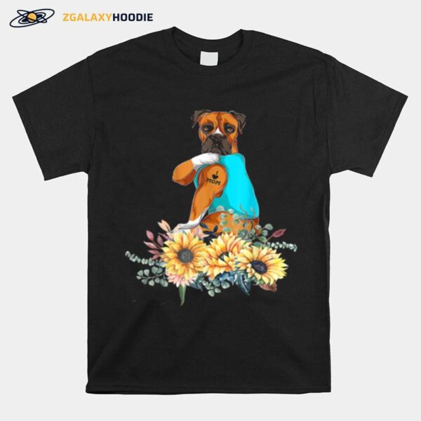 Boxer Sunflower Vintage Retro For Dog T-Shirt