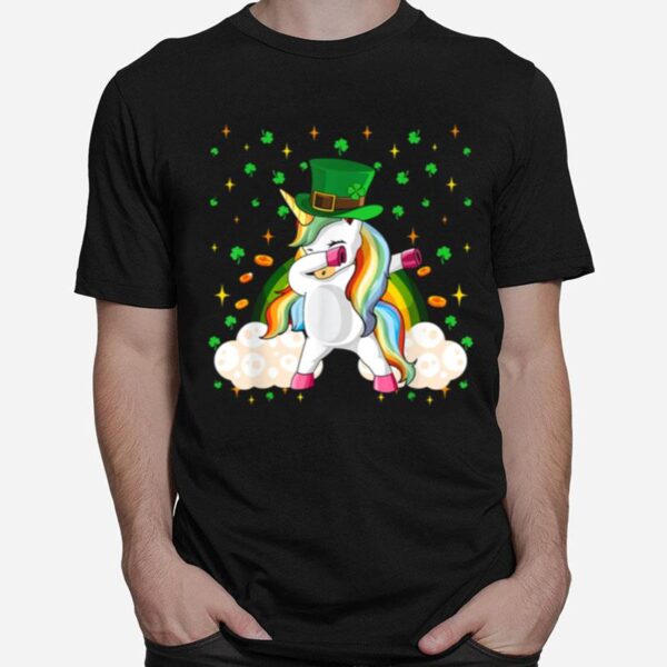 Boys Girls Dabbing St Patricks Dab Unicorn T-Shirt