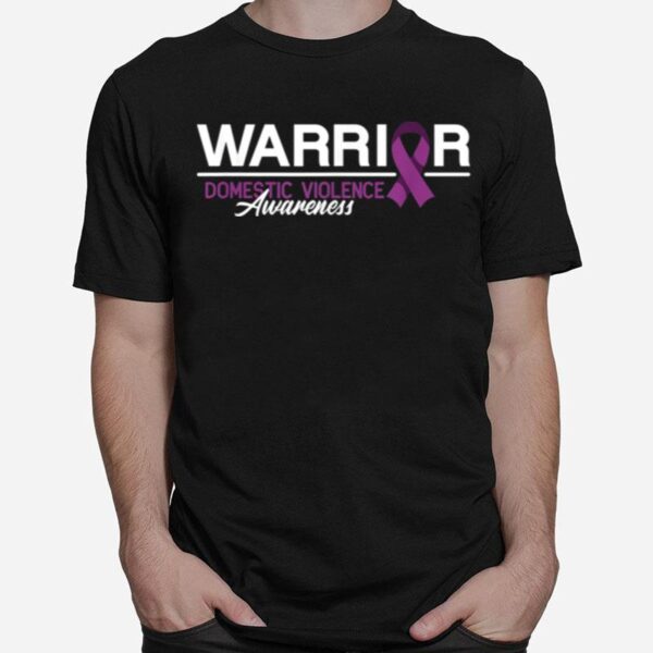 Brave Warrior I Domestic Violence Awareness I Purple Ribbon T-Shirt